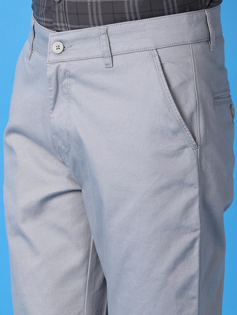 men blue solid chinos casual trouser - 21492802 - Standard Image - 5