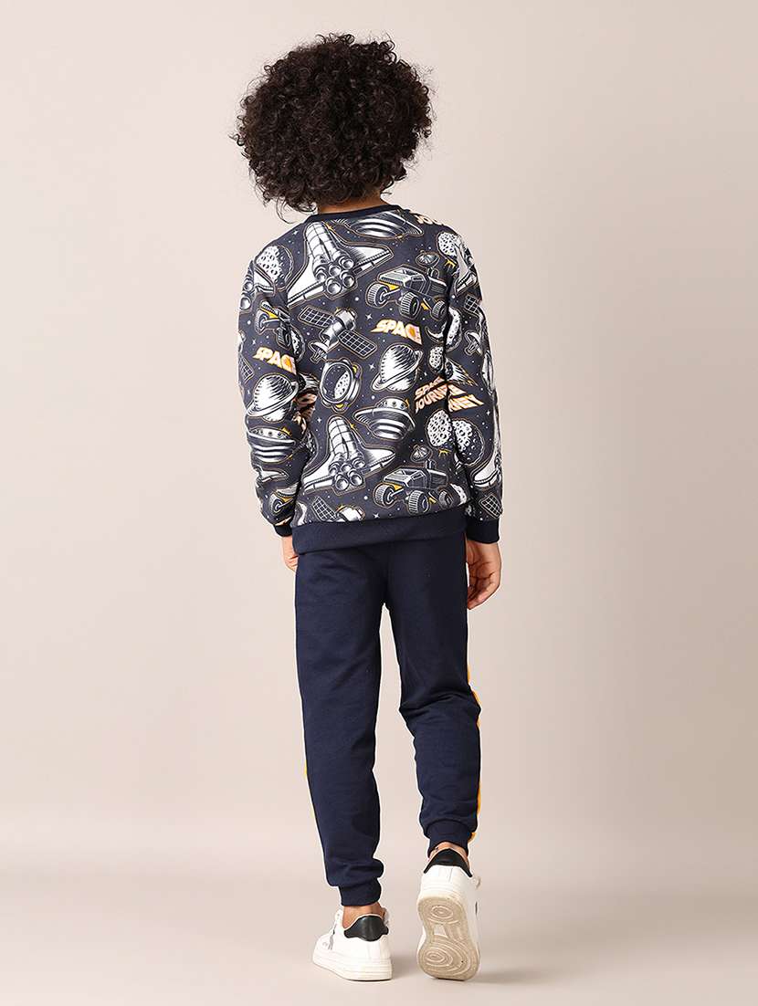 boys navy blue printed full length sets  - 21492842 -  Standard Image - 3