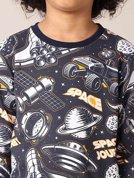 boys navy blue printed full length sets  - 21492842 -  Standard Image - 5