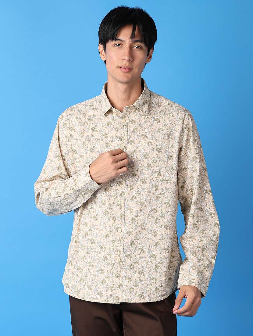 men collared printed casual shirt