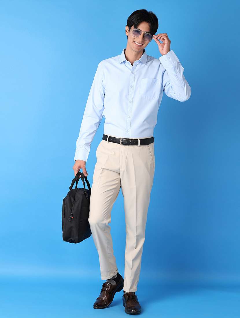 men blue solid formal shirt - 21492852 -  Standard Image - 3