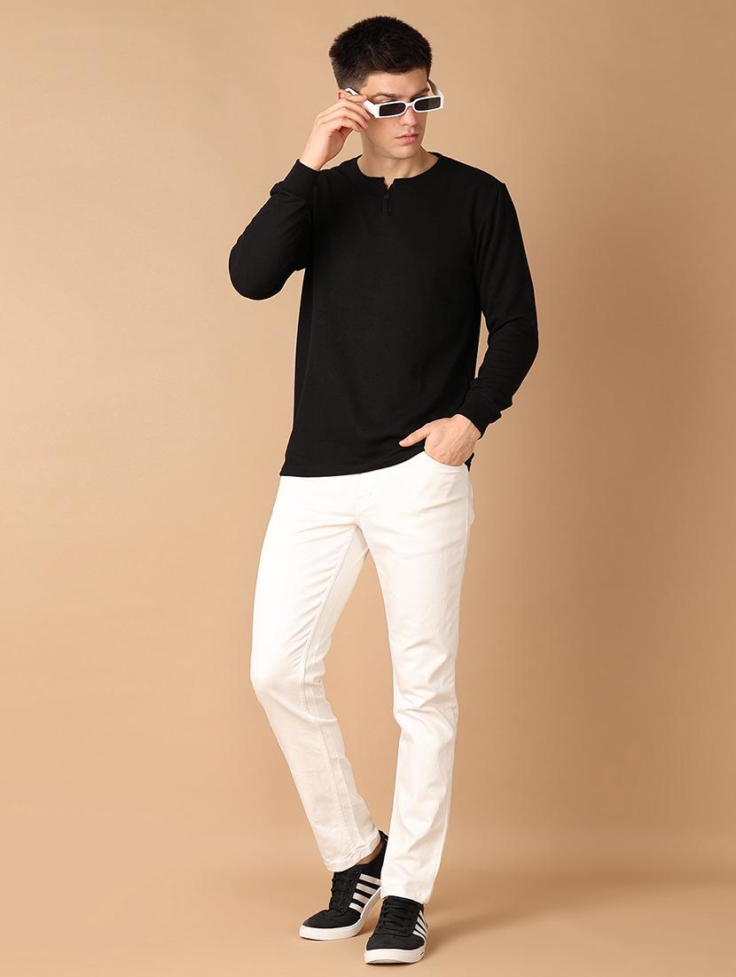 men black solid t-shirt - 21492867 - Standard Image - 3