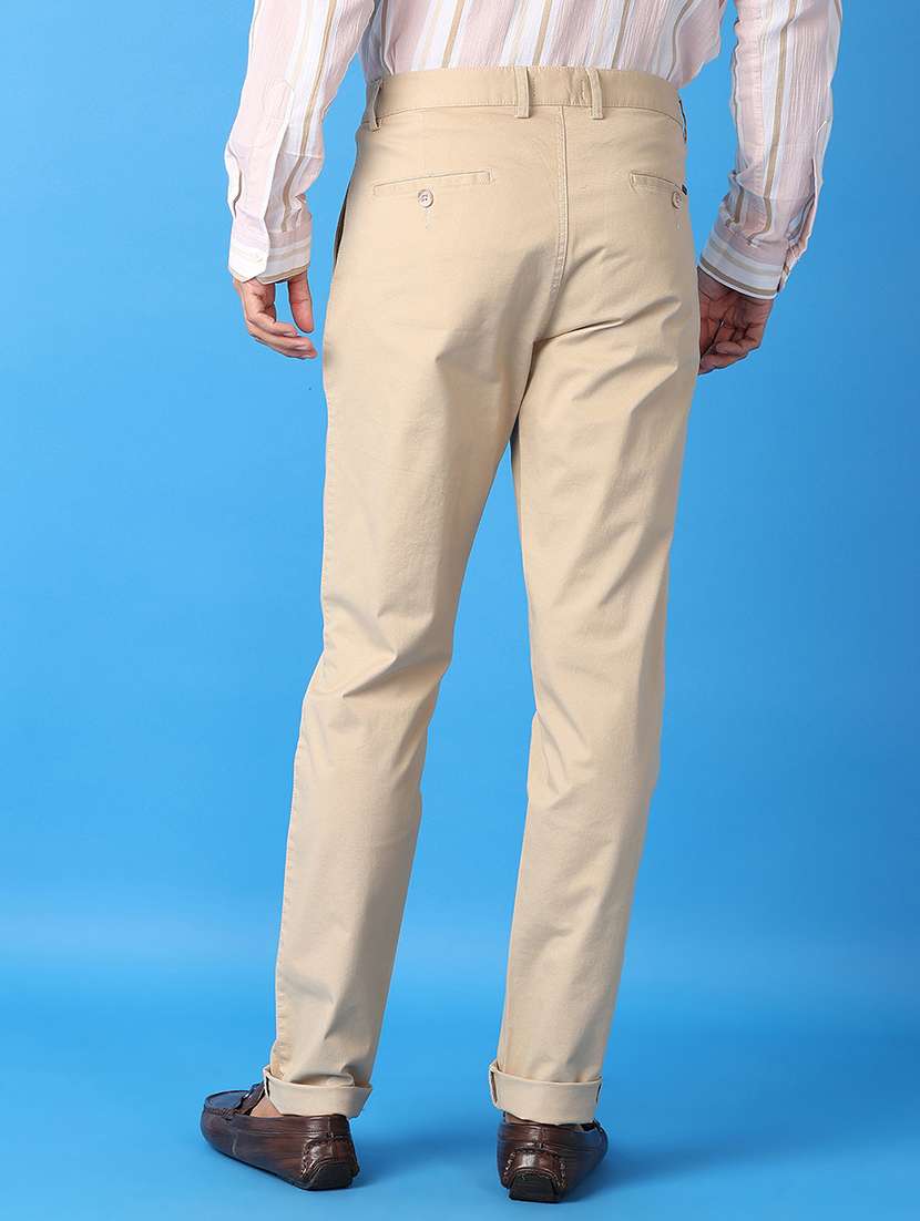 men mid-rise solid chinos casual trouser - 21492902 -  Standard Image - 3