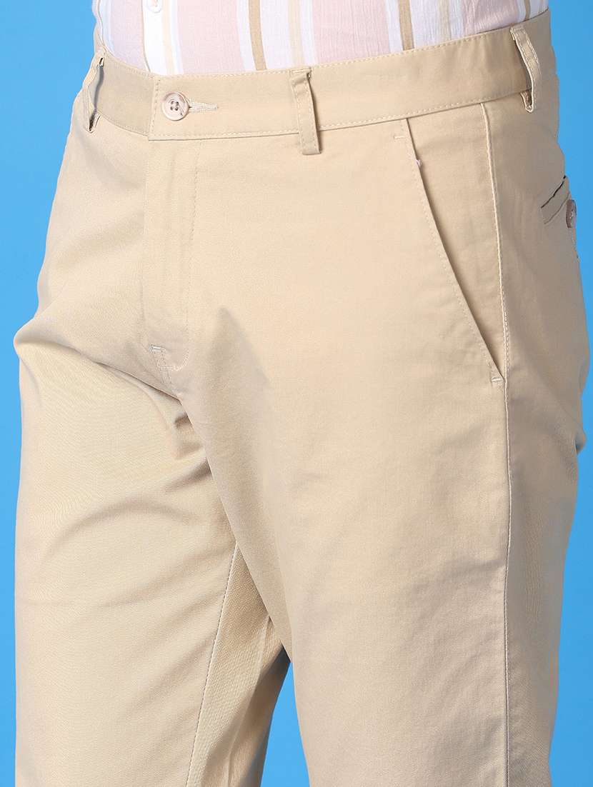 men mid-rise solid chinos casual trouser - 21492902 -  Standard Image - 5