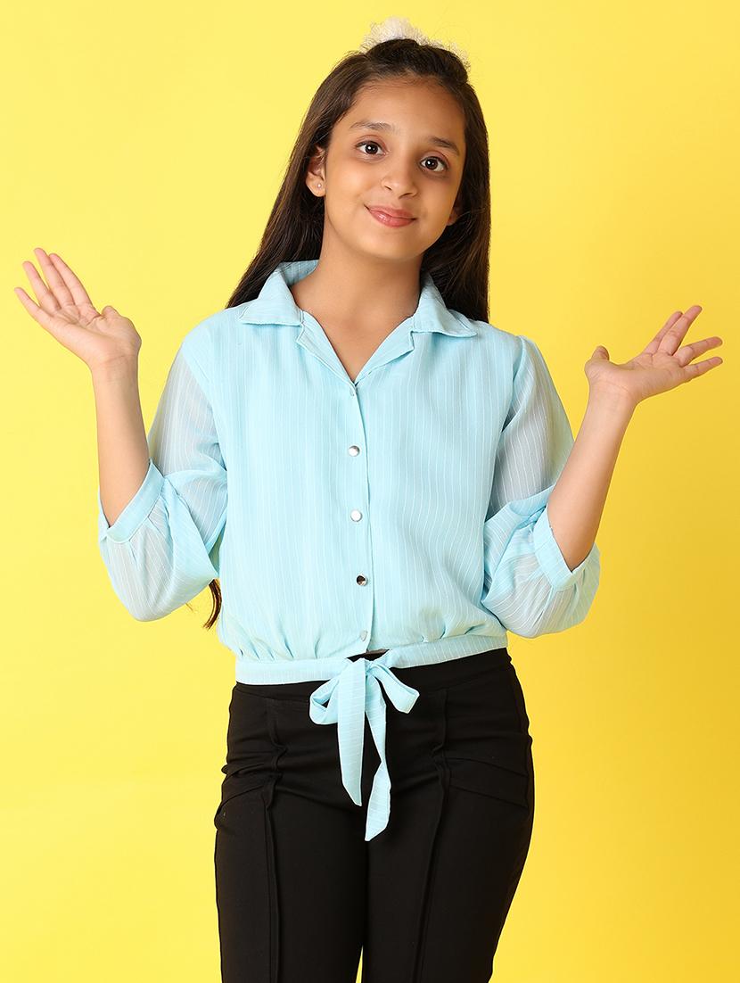 girls striped printed collared top - 21492906 - Zoom Image - 0