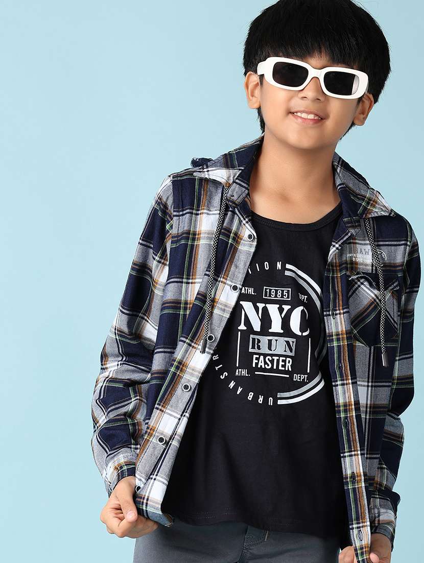 boys blue checks shirt - 21492966 - Standard Image - 3