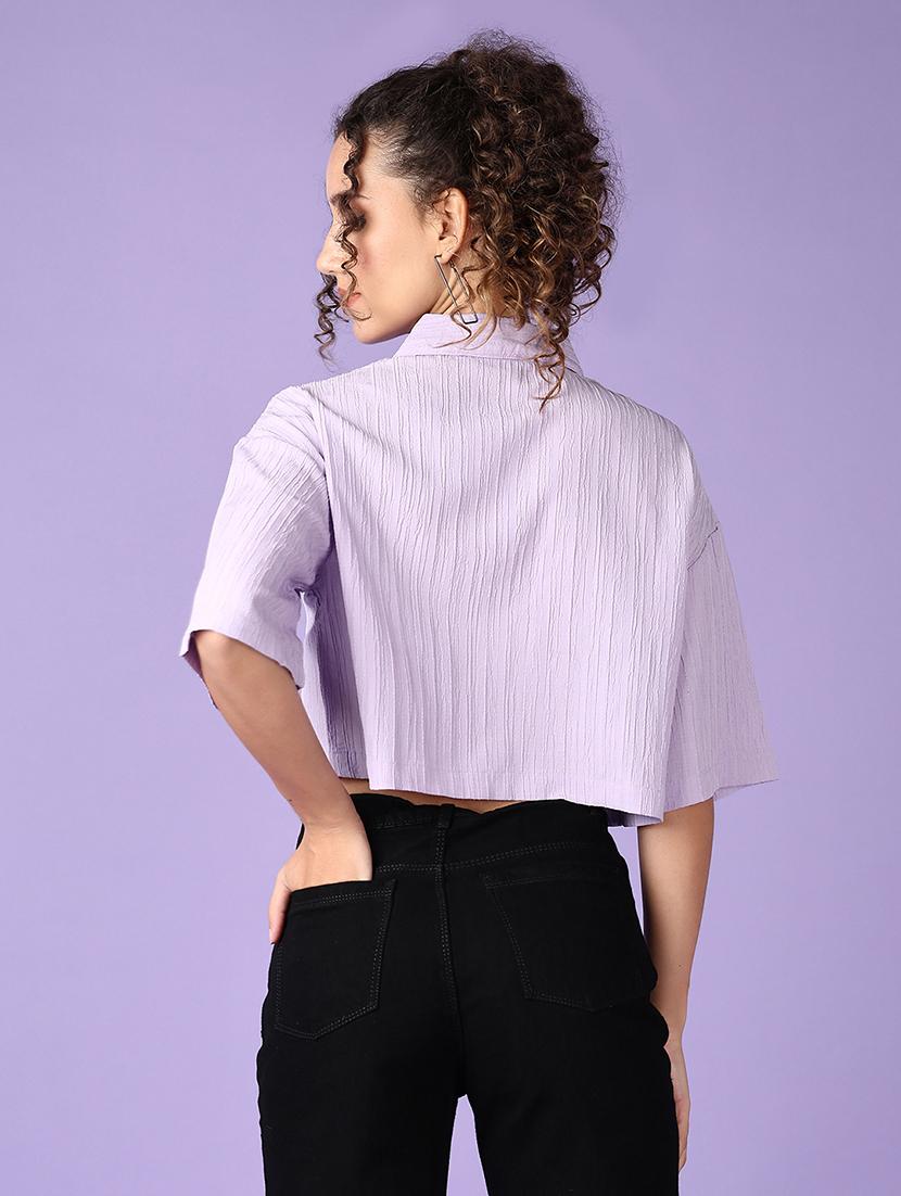 women self design crop shirt - 21492971 - Standard Image - 3