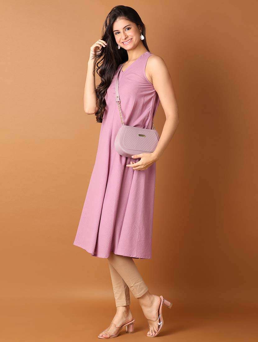 women lavender solid a-line kurta - 21493047 -  Standard Image - 3