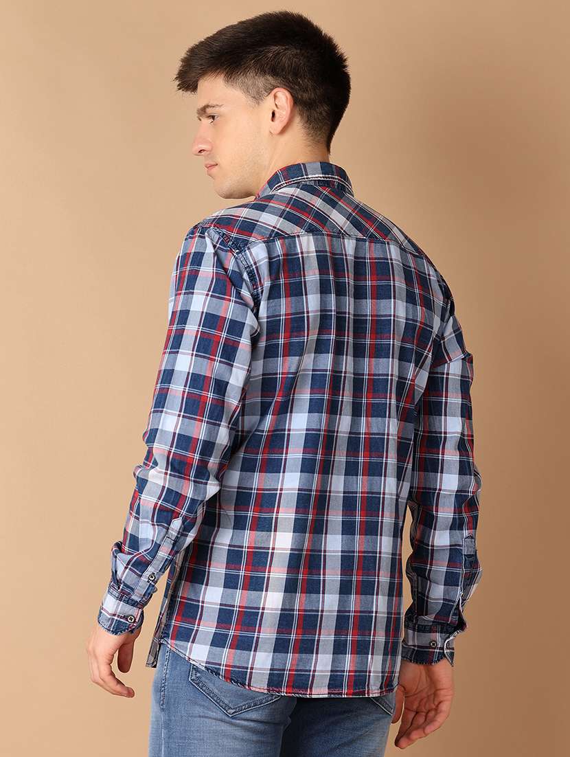 men collared checks casual shirt - 21493052 -  Standard Image - 3