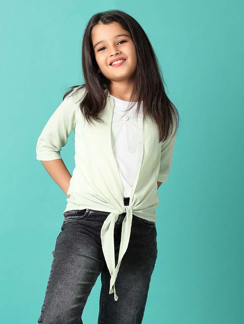 girls printed three quarter sleeves top - 21493083 -  Zoom Image - 0