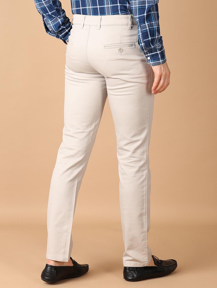 men solids flat front chinos trousers - 21493132 - Standard Image - 3