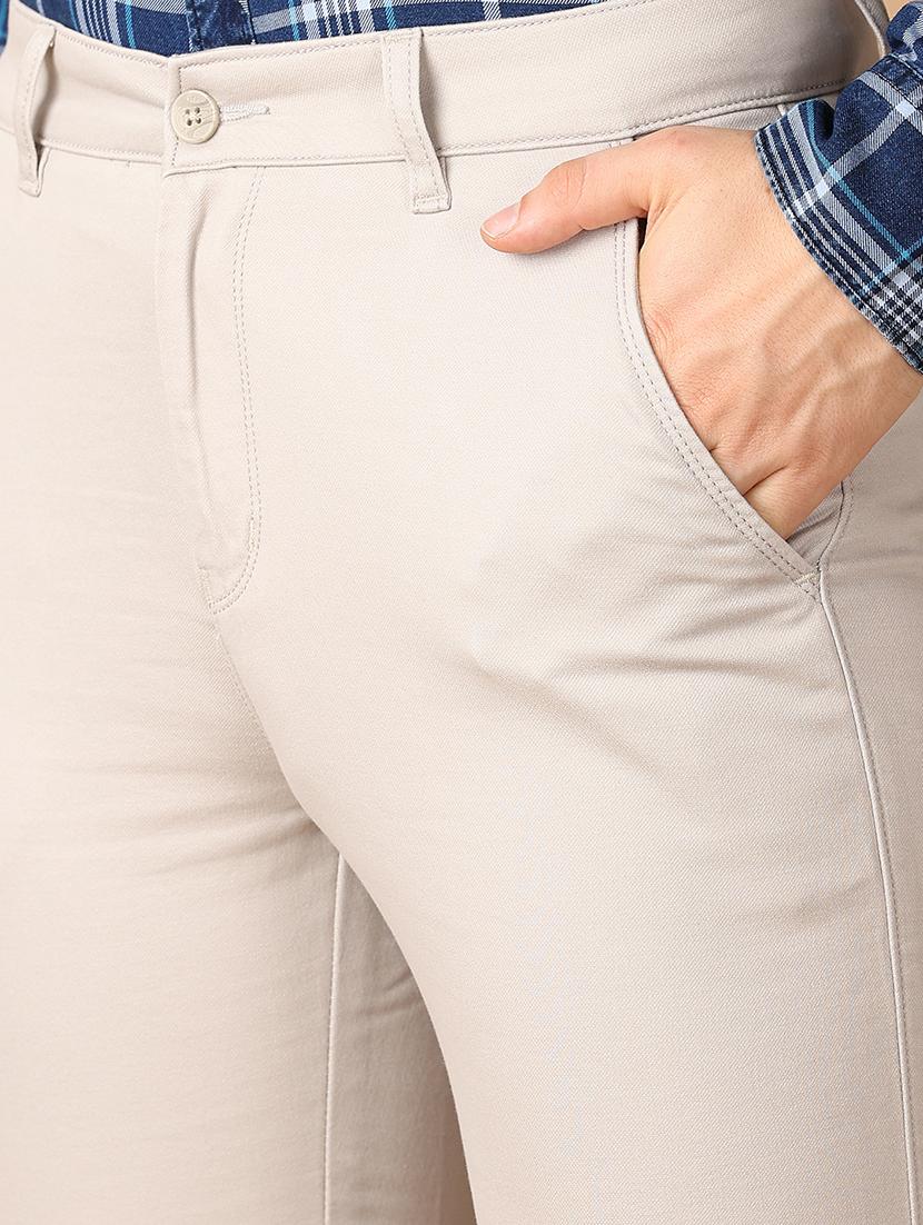 men solids flat front chinos trousers - 21493132 - Standard Image - 5