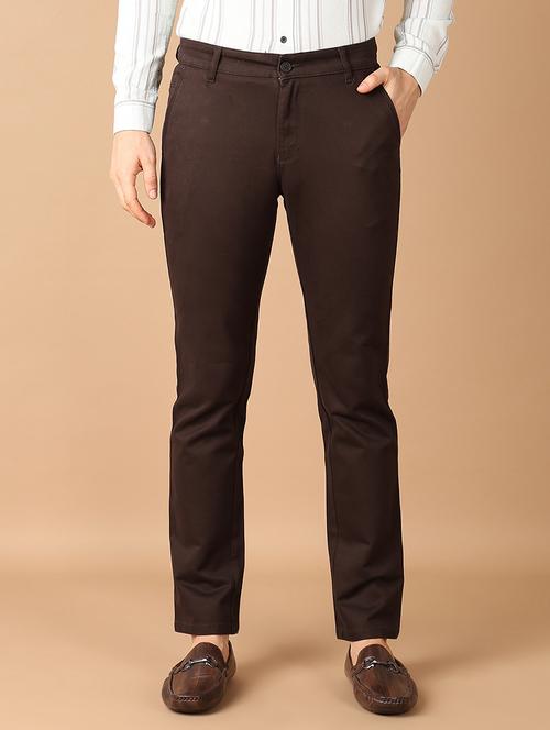 men solids flat front chinos trousers - 21493142 - Standard Image - 0