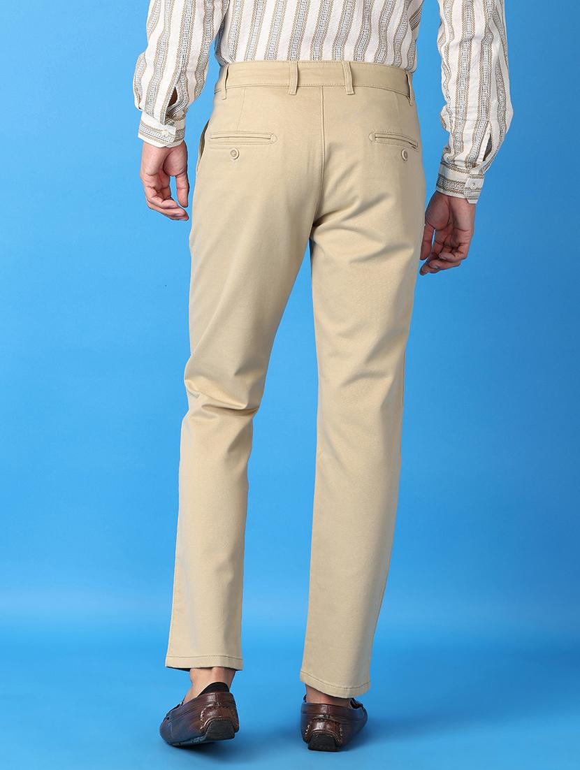 men solids flat front chinos trousers - 21493147 - Standard Image - 3