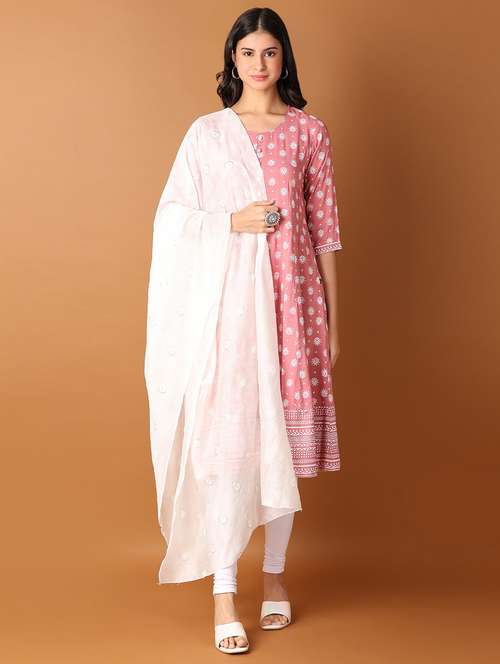 women white embroidered dupatta  - 21493150 -  Standard Image - 0