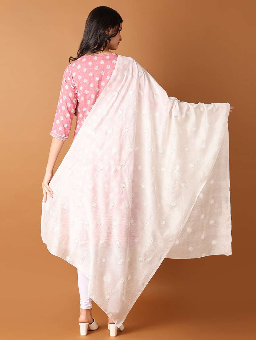 women white embroidered dupatta  - 21493150 -  Standard Image - 3
