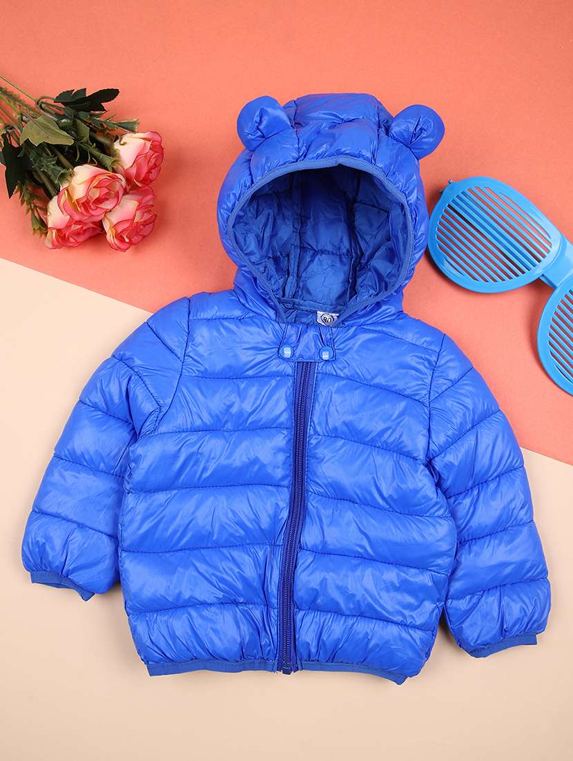 boys solid hooded bomber jacket