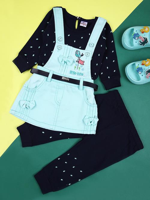 girls printed long sleeves dungaree full length set - 21493322 - Standard Image - 0