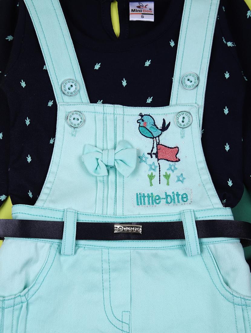 girls printed long sleeves dungaree full length set - 21493322 - Standard Image - 3