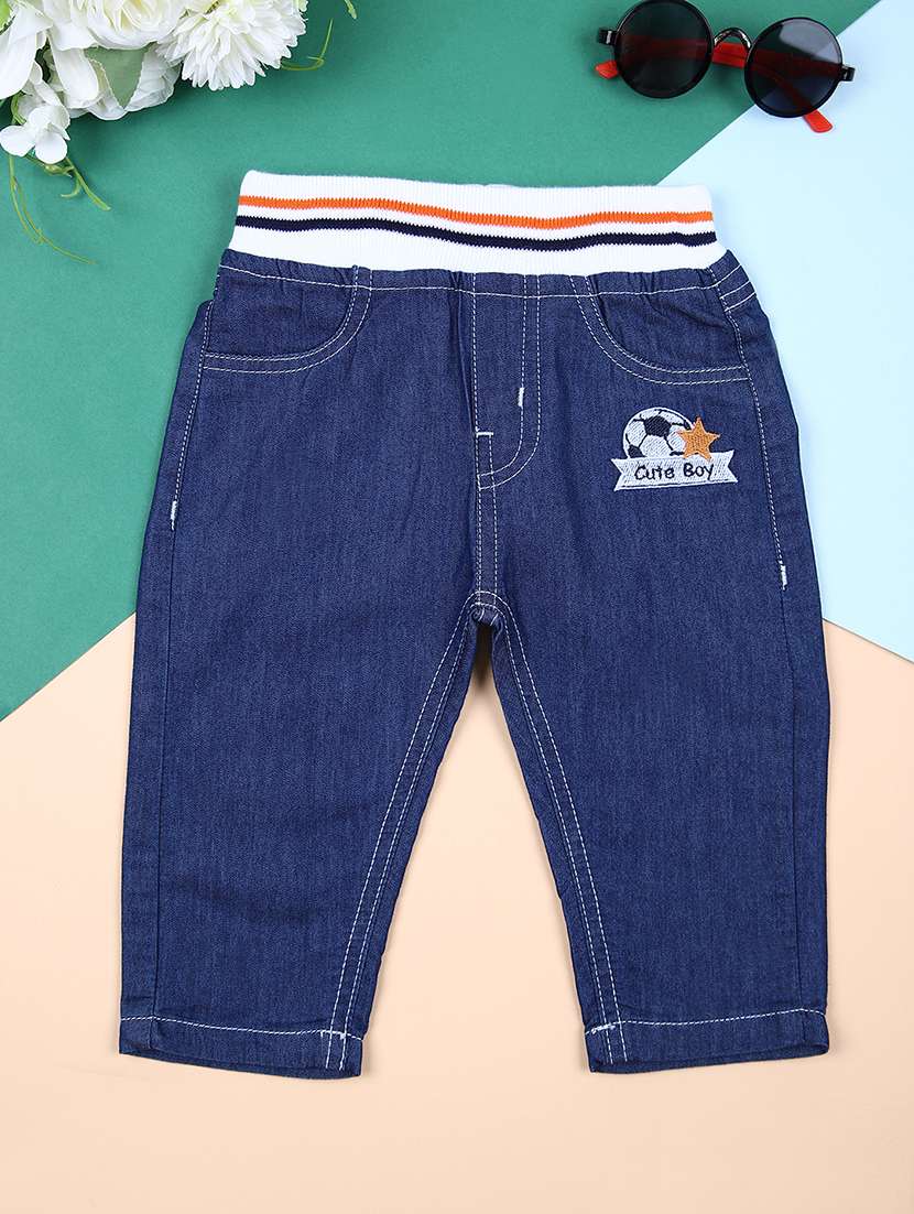 kids dark blue denim plain jean