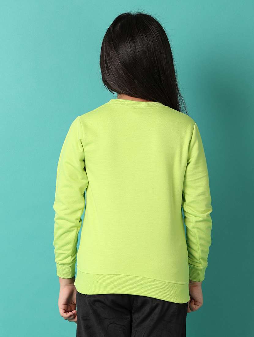 girls front printed round neck sweatshirt - 21493419 -  Standard Image - 3