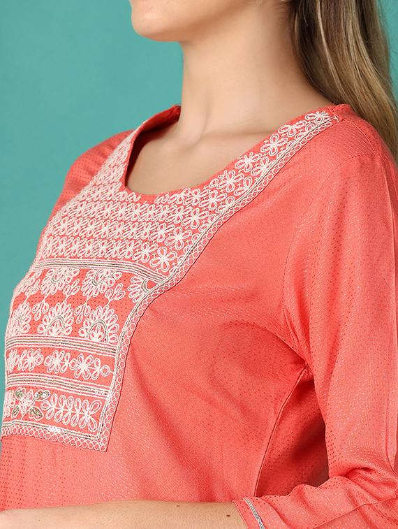 women three quarter sleeve straight kurta - 21493428 - Standard Image - 5