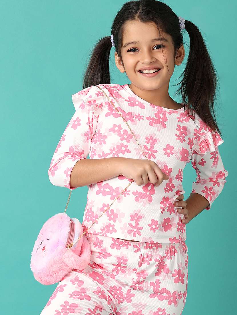 girls floral printed round neck full length set - 21493438 -  Standard Image - 3
