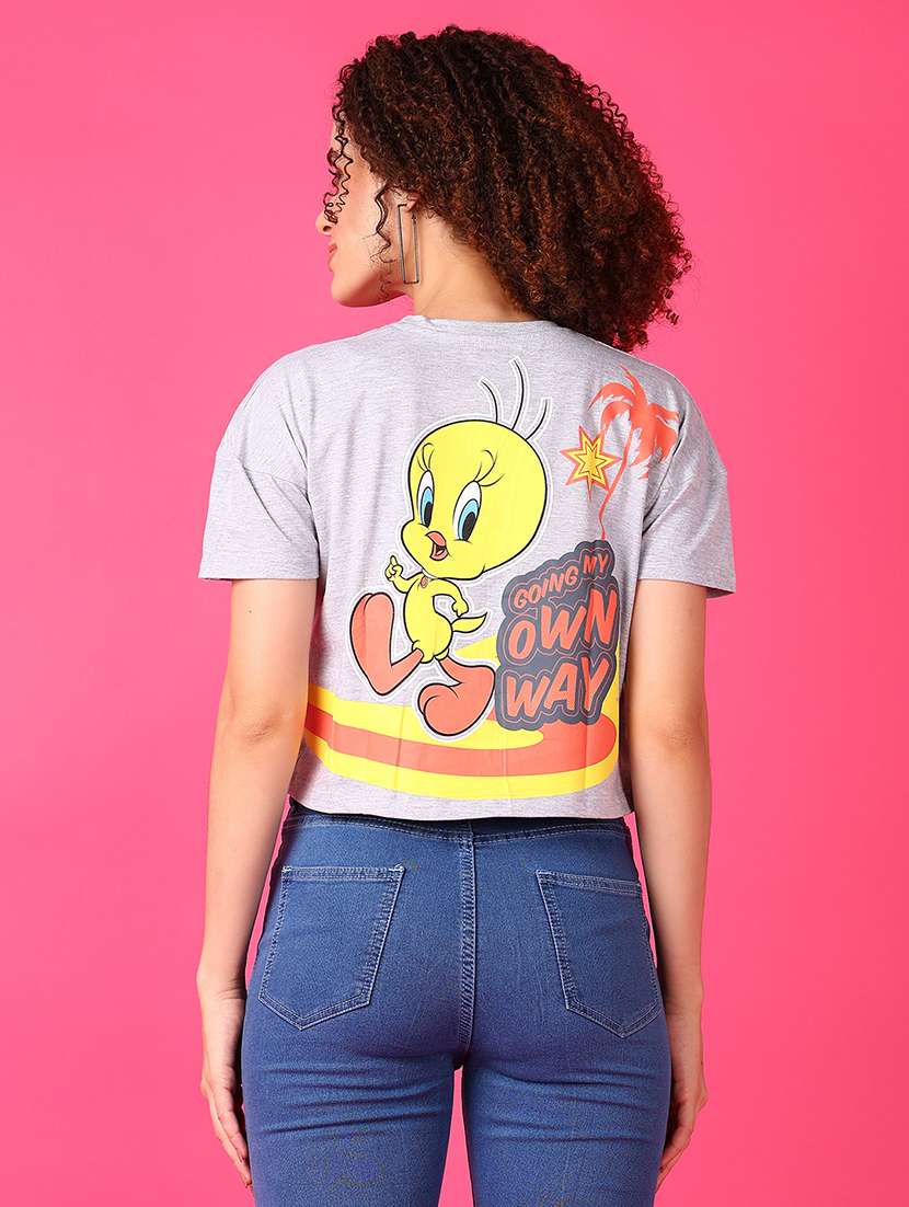 women round neck front & back print t-shirt - 21493441 - Standard Image - 3