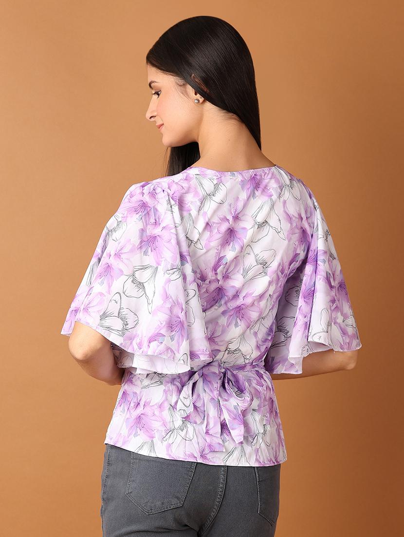 women floral printed flared sleeves peplum top - 21493548 - Standard Image - 3