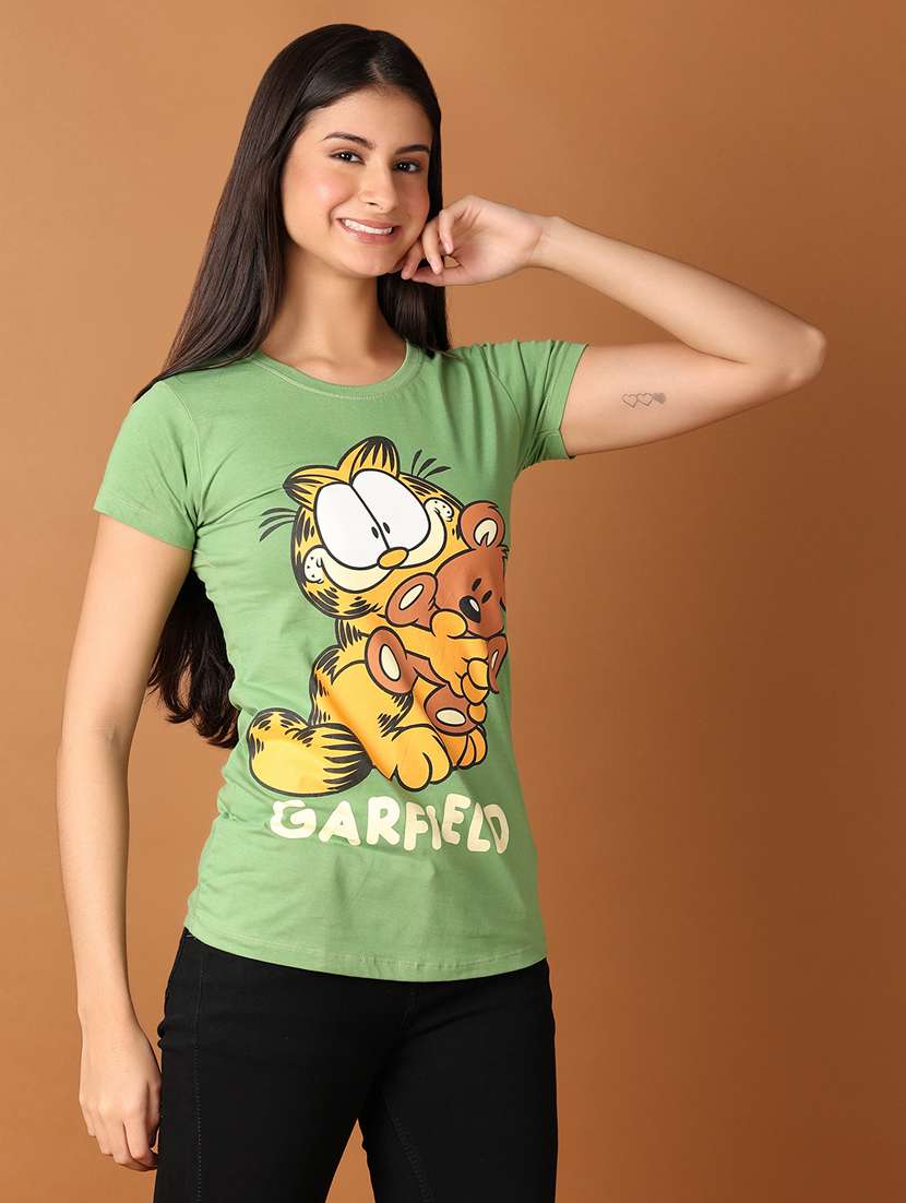 women round neck front printed regular t-shirt