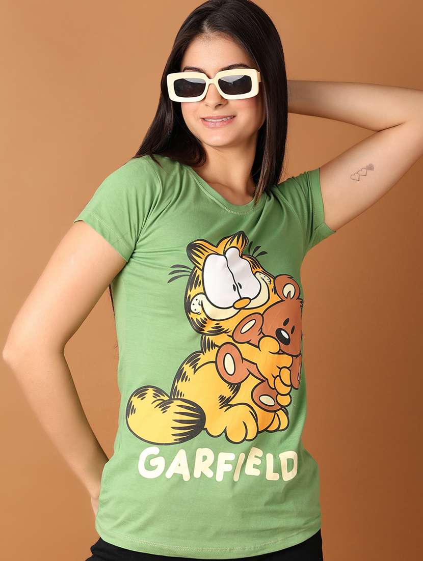 women round neck front printed regular t-shirt - 21493695 - Standard Image - 3