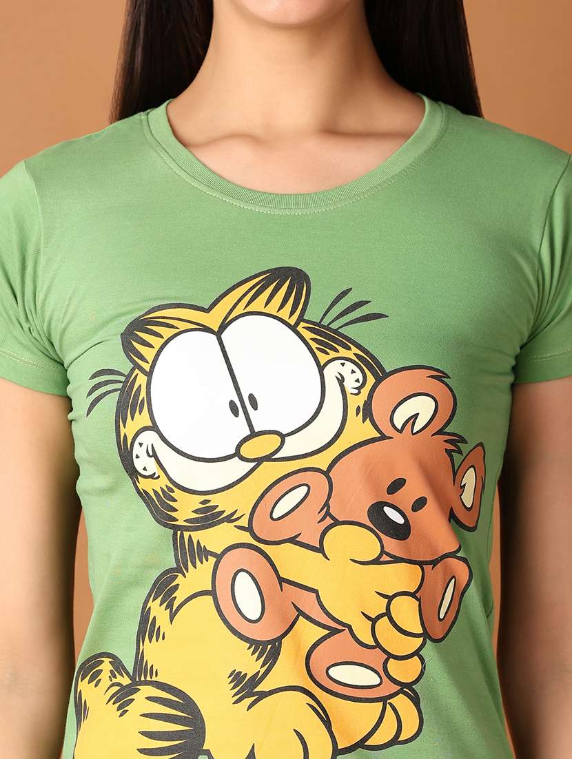 women round neck front printed regular t-shirt - 21493695 - Standard Image - 5