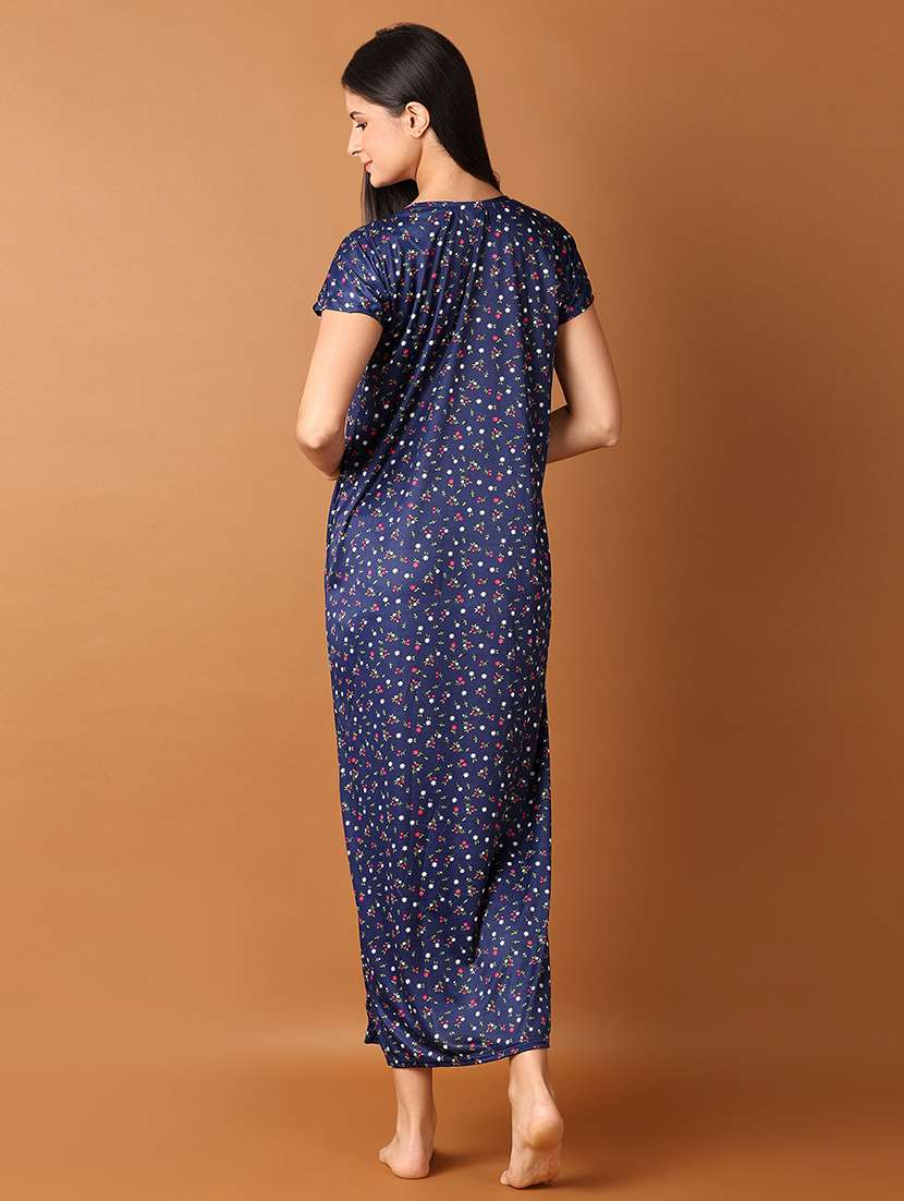 women floral printed short sleeve nighty - 21493700 -  Standard Image - 3