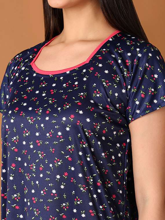 women floral printed short sleeve nighty - 21493700 -  Standard Image - 5