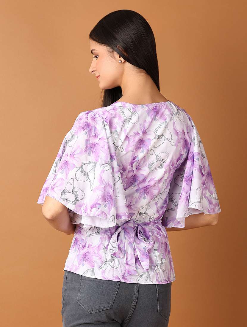 women floral printed flared sleeves peplum top - 21493861 - Standard Image - 3