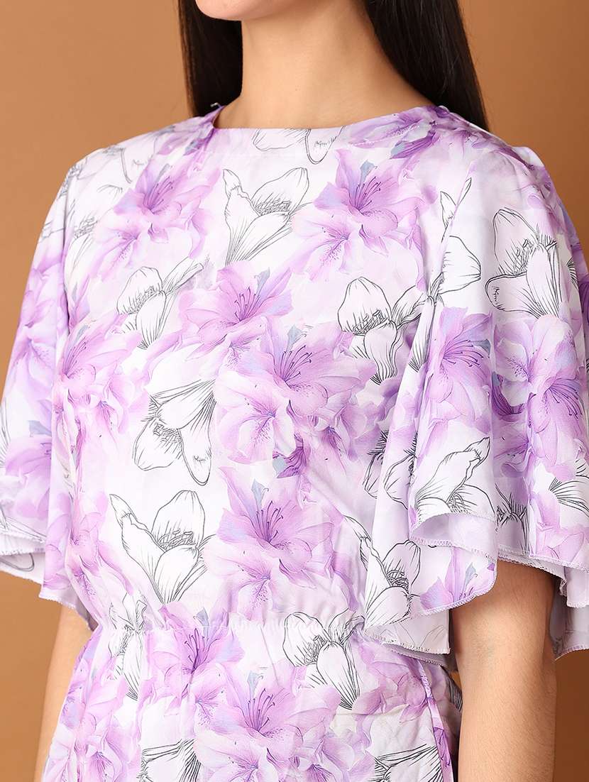 women floral printed flared sleeves peplum top - 21493861 - Standard Image - 5