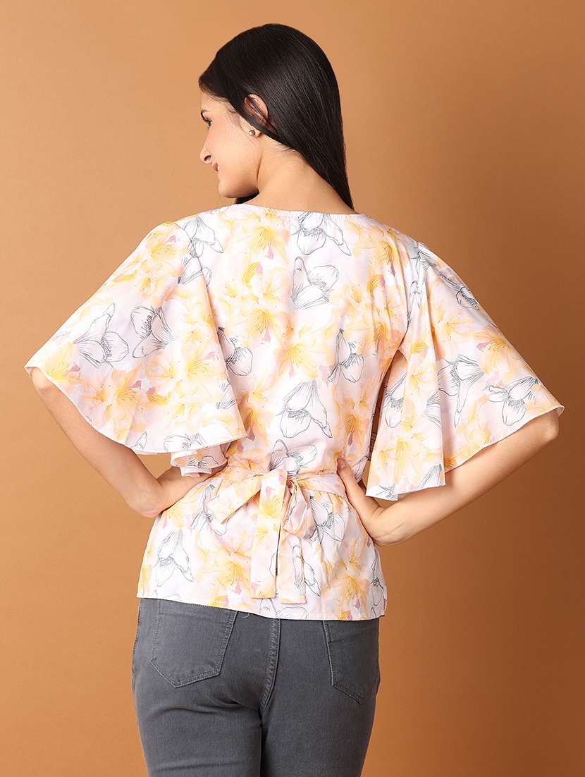 women floral printed flared sleeves peplum top - 21493865 - Standard Image - 3
