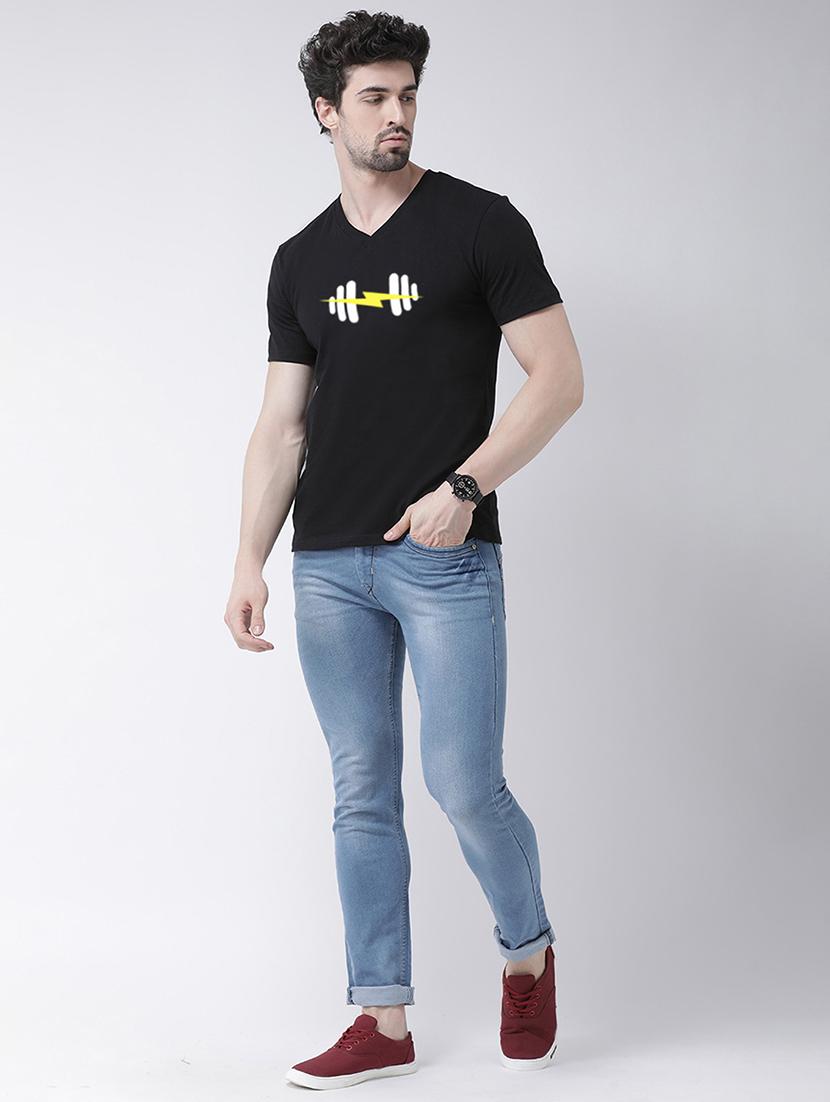 men v-neck chest print t-shirt - 21493929 - Standard Image - 3