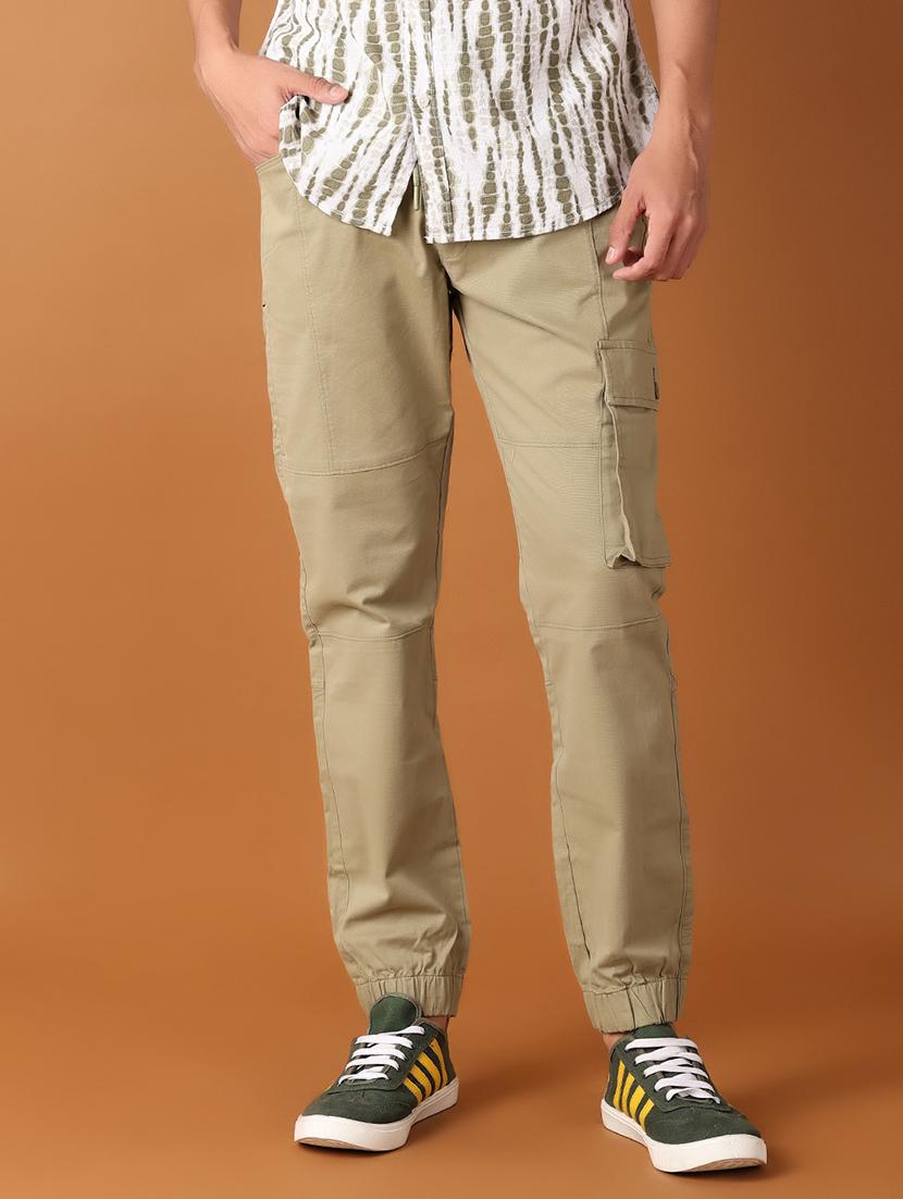 men solid flat front jogger fit trouser - 21493954 - Standard Image - 3