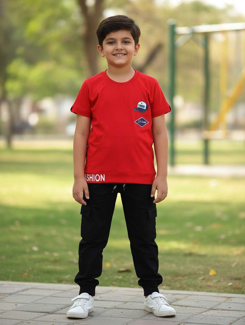 boys printed short sleeves t-shirt & jeans set