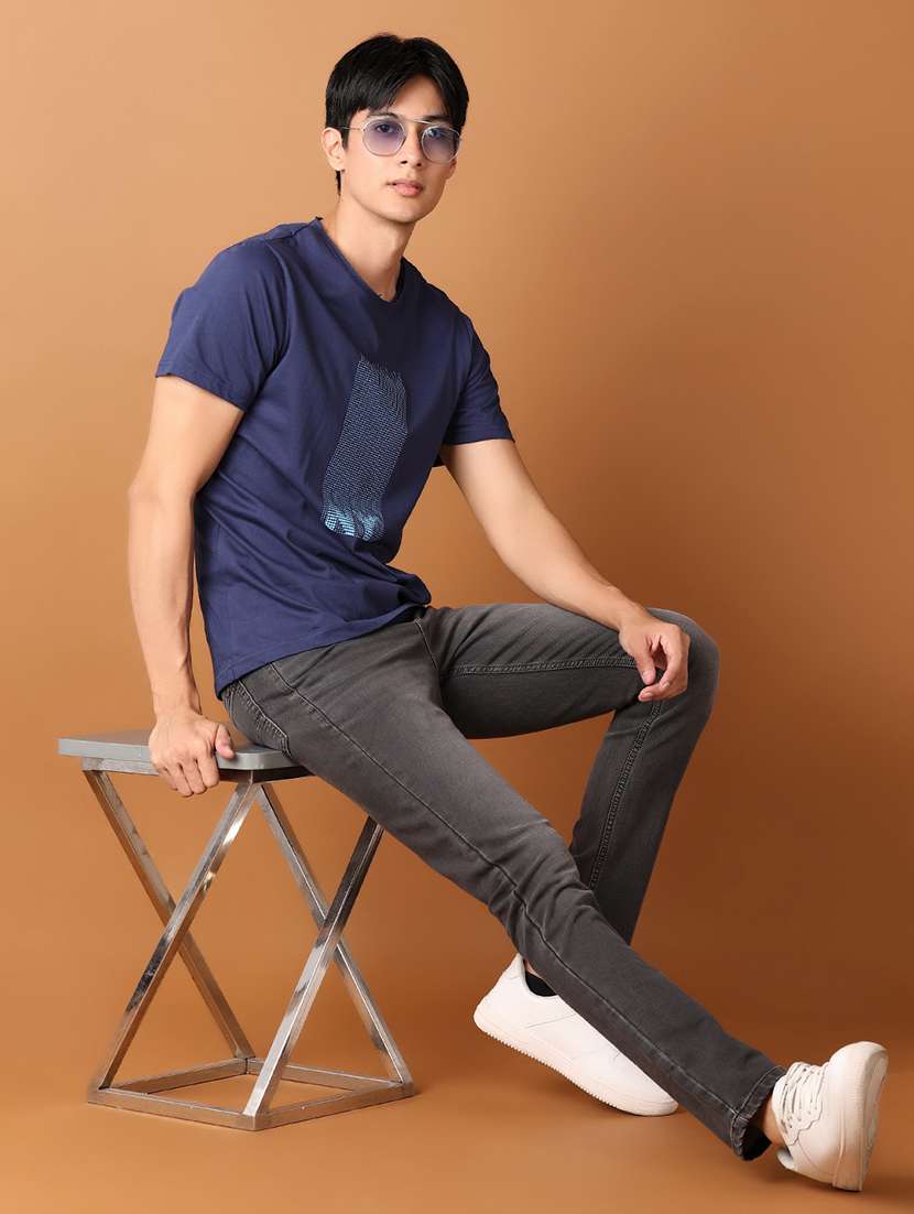 men round neck front printed t-shirt - 21493980 -  Standard Image - 3