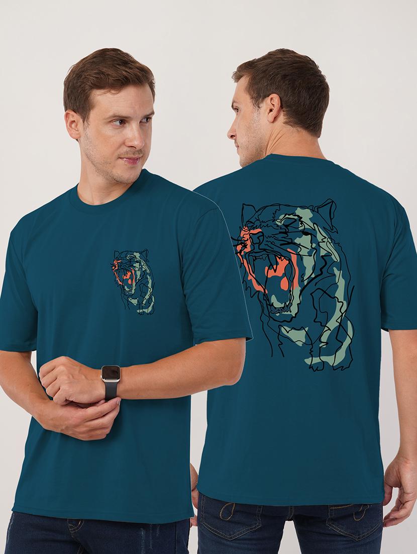 men round neck front & back print t-shirt - 21494144 - Zoom Image - 0