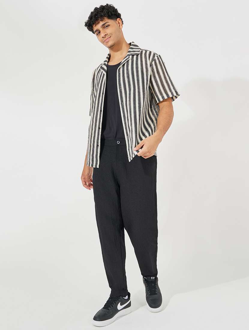 men cuban collar stripes casual shirt - 21494228 -  Standard Image - 3