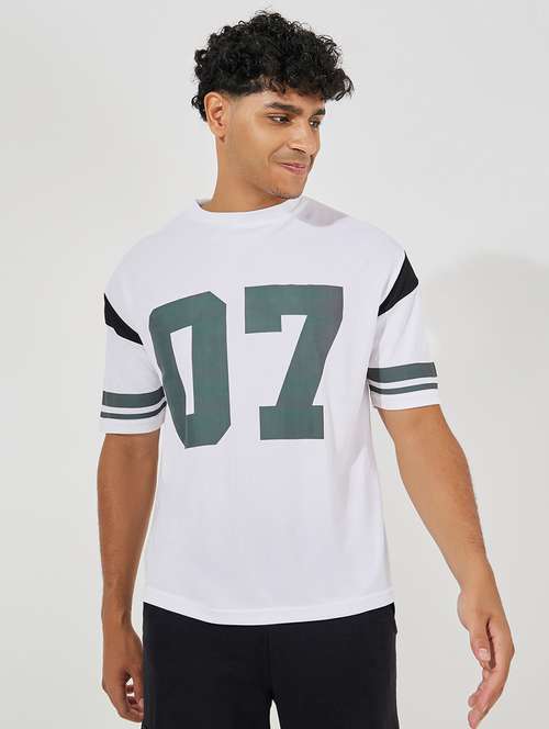 men white cotton front print t-shirt - 21494276 -  Standard Image - 0