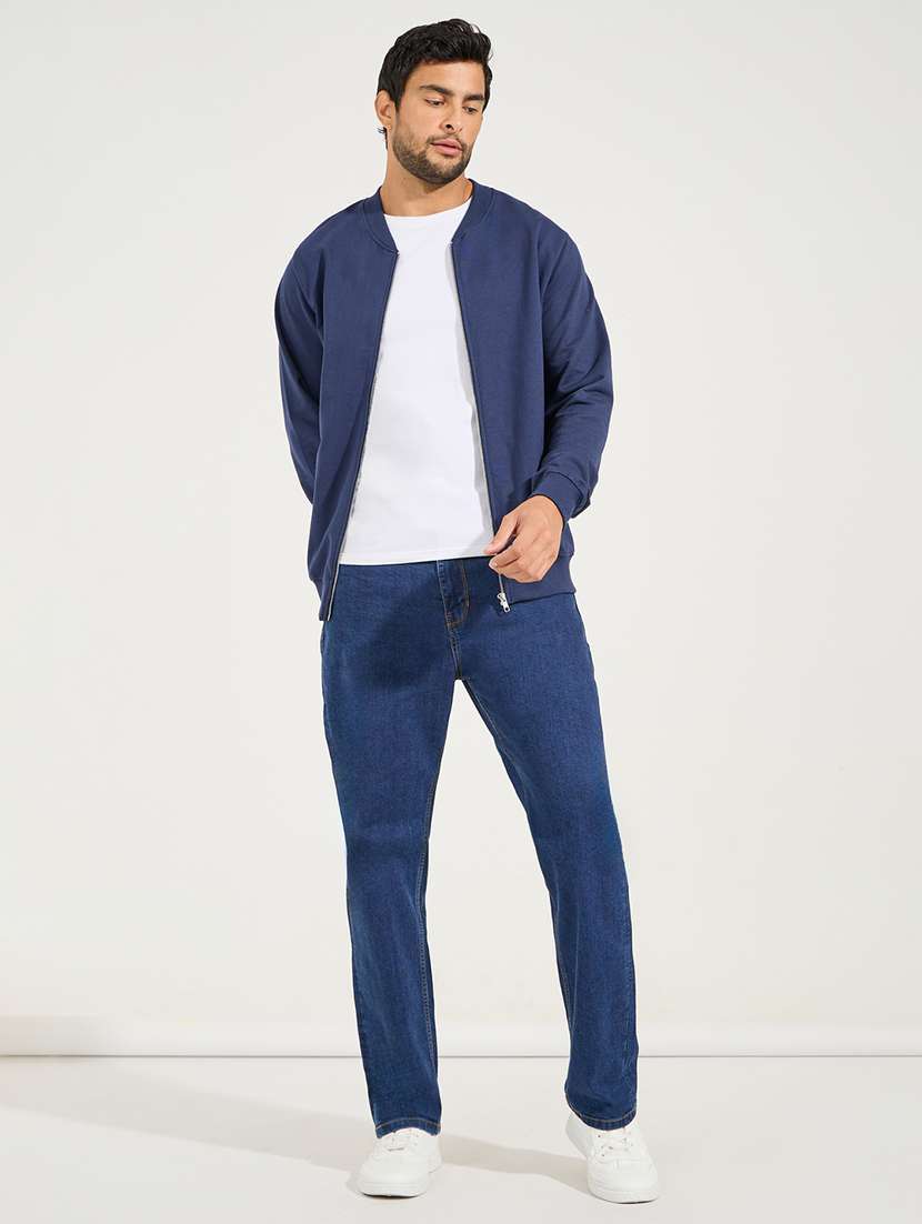 men solid navy blue cotton casual jacket - 21494293 -  Standard Image - 3