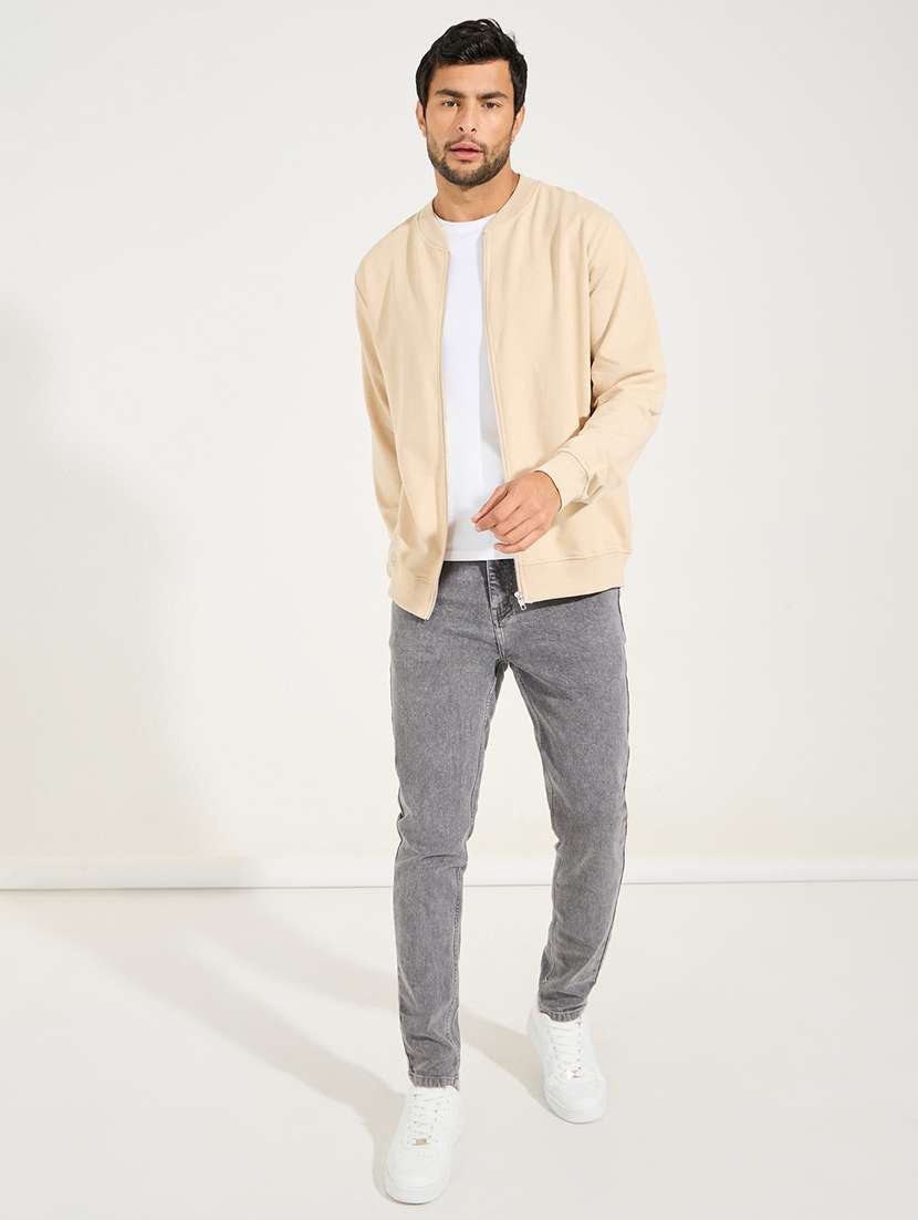 men cream solid casual jacket - 21494295 -  Standard Image - 3
