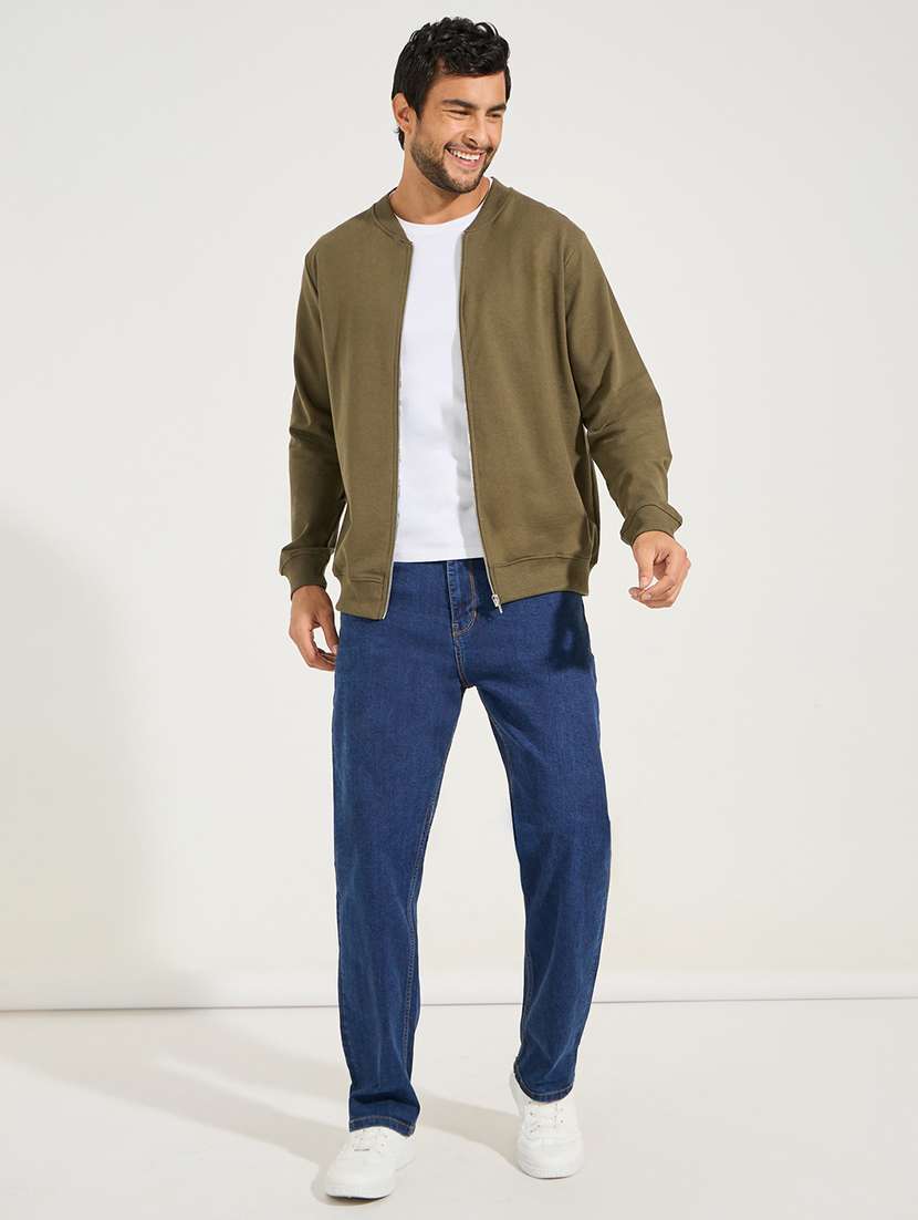 men solid olive cotton casual jacket - 21494296 -  Standard Image - 3