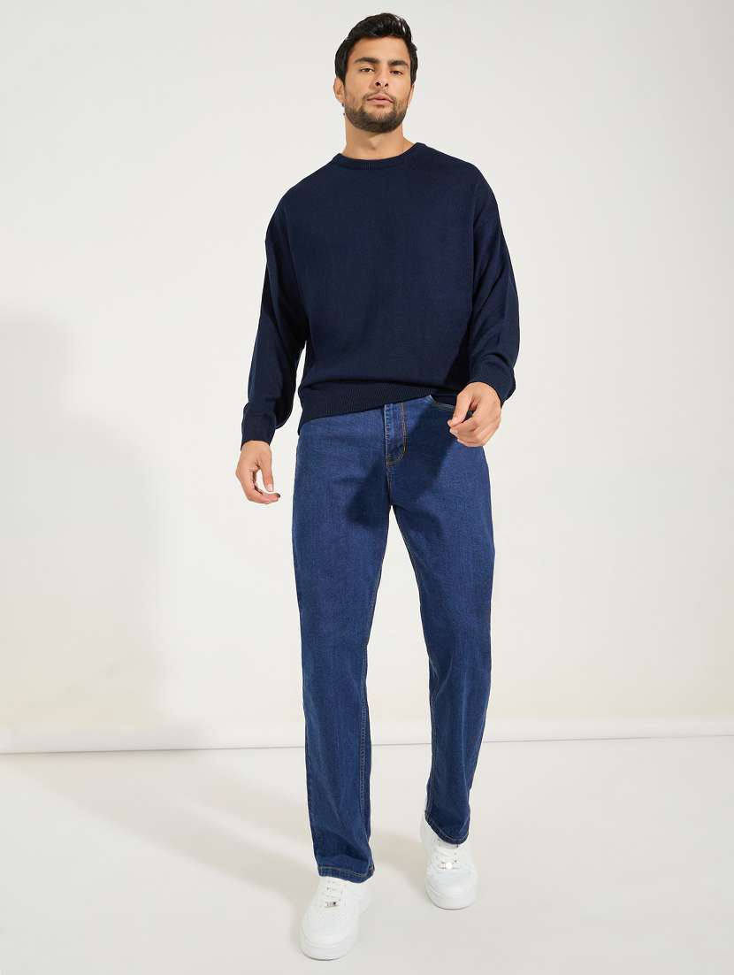 men navy blue solid pullover - 21494308 -  Standard Image - 3