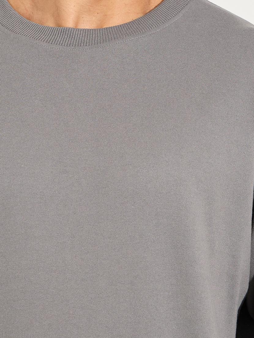 men grey cotton plain sweatshirt - 21494310 - Standard Image - 3