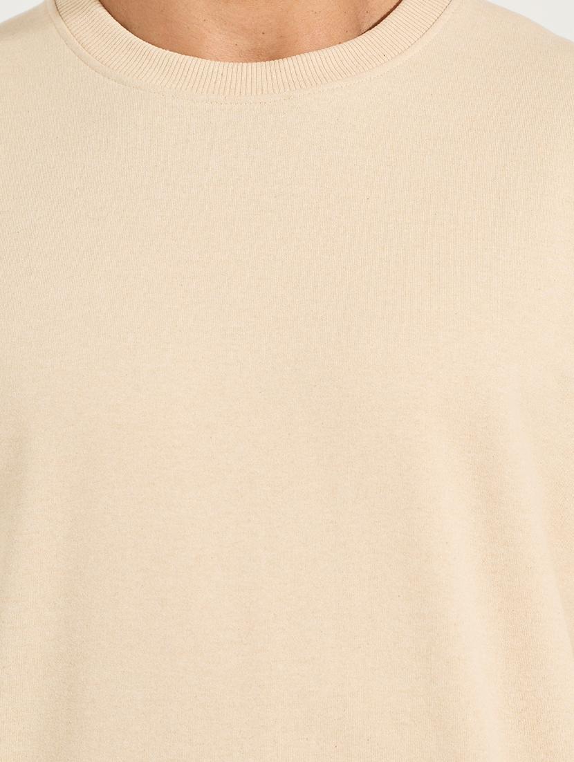 men beige cotton plain sweatshirt - 21494312 - Standard Image - 3